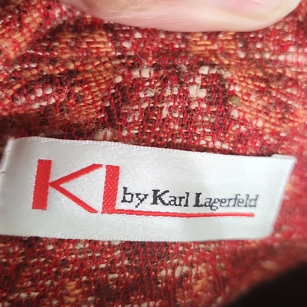 Karl Lagerfeld Tapestry Vintage Vest Double Flap Collar Wool/Silk Button Up Rust - Picture 12 of 12